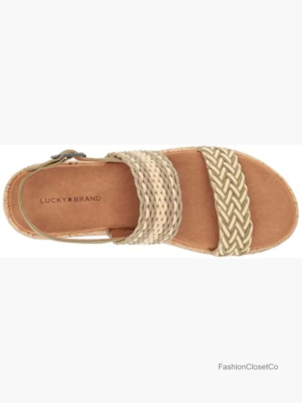 Leather Wedge Sandals with Buckle Closure and Chunky Cork Platform